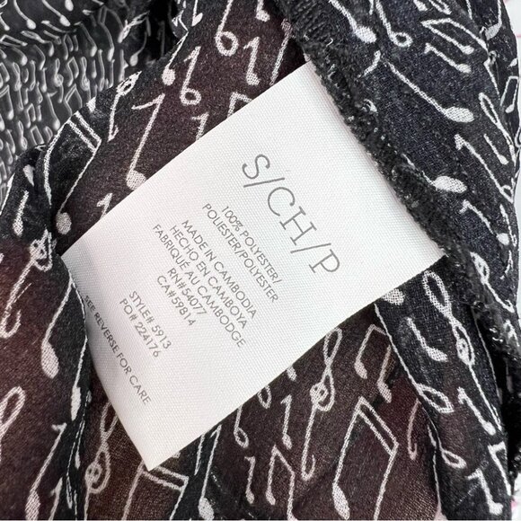 CAbi tank top music π΅ notes ruffle Black and White Sleeveless Blouse - Picture 6 of 8